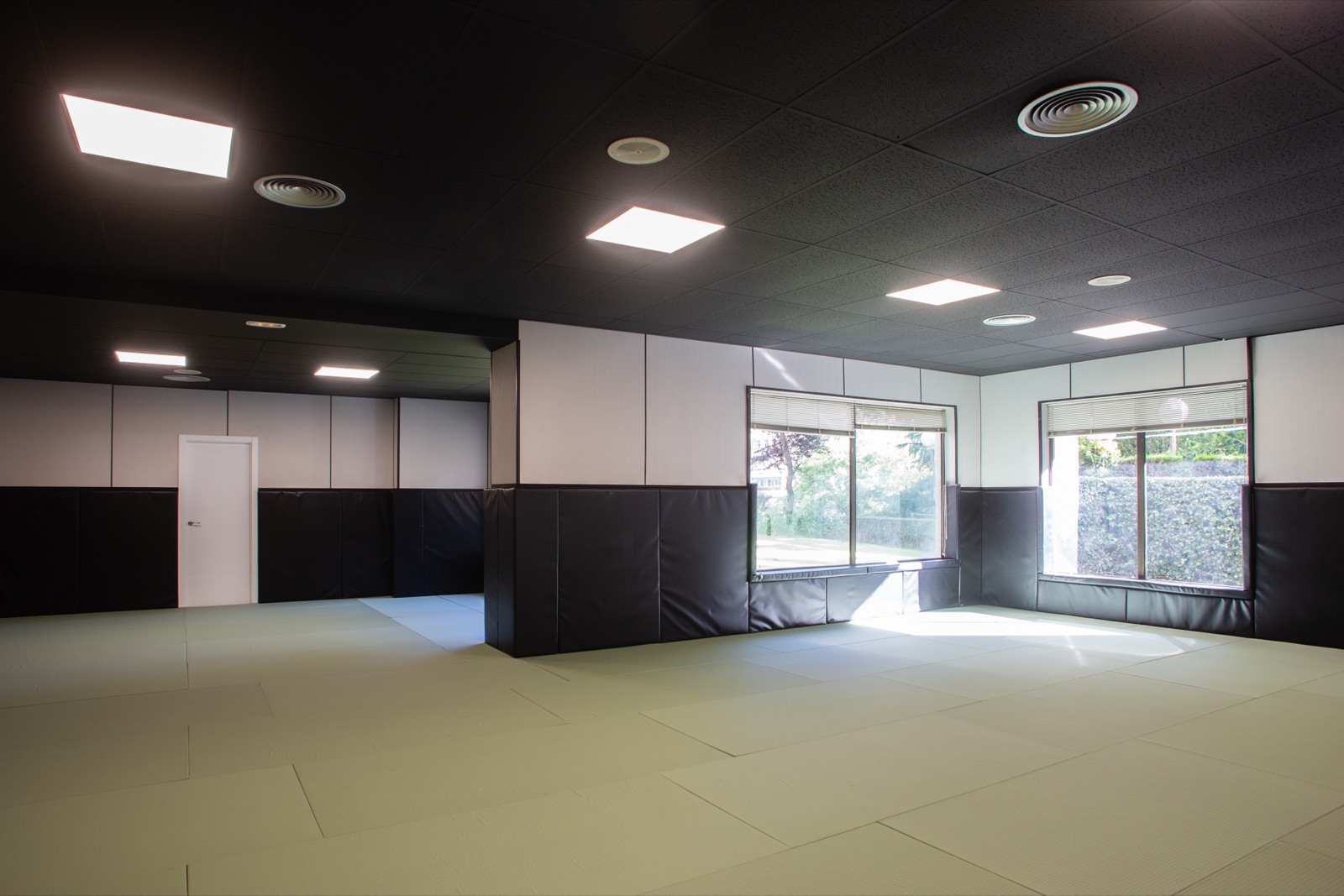 El tatami de la academia NEKO con luz natural entrando por los ventanales